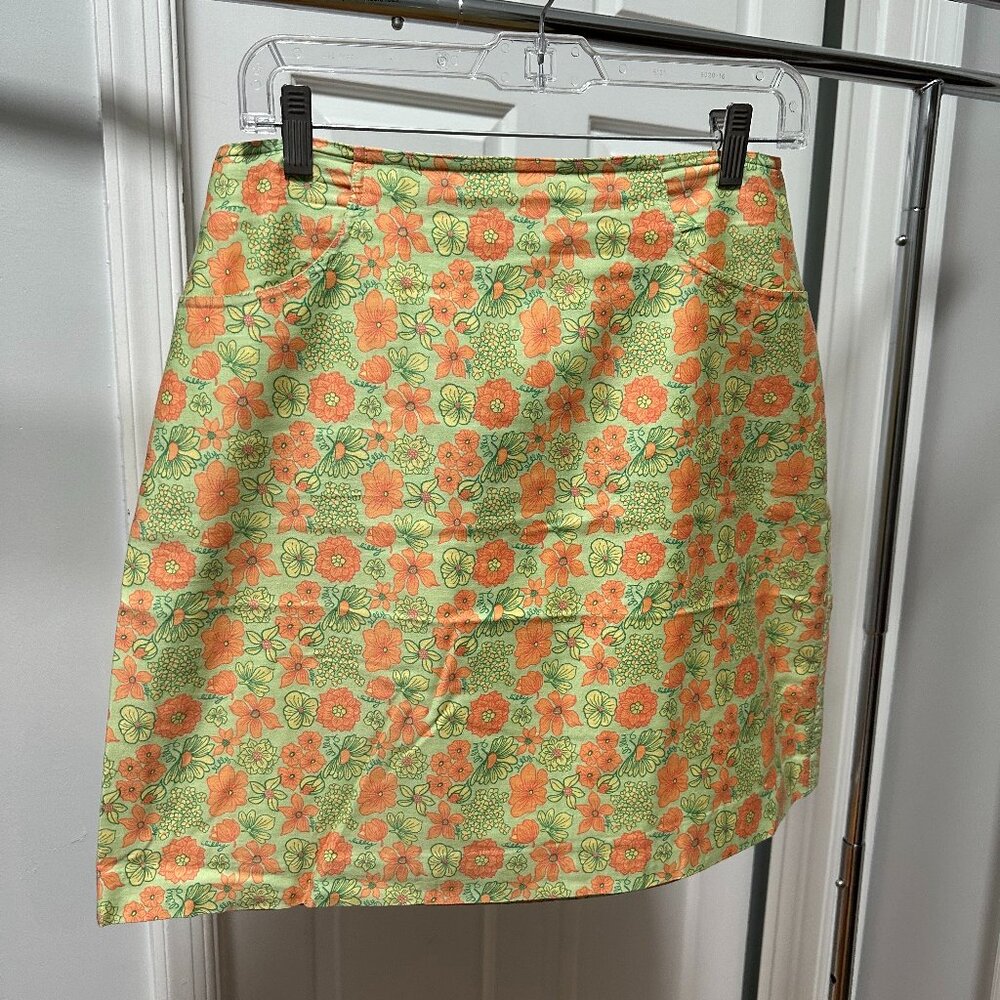 Lily Pulitzer Vintage White Label Skirt Green Orange Size 10